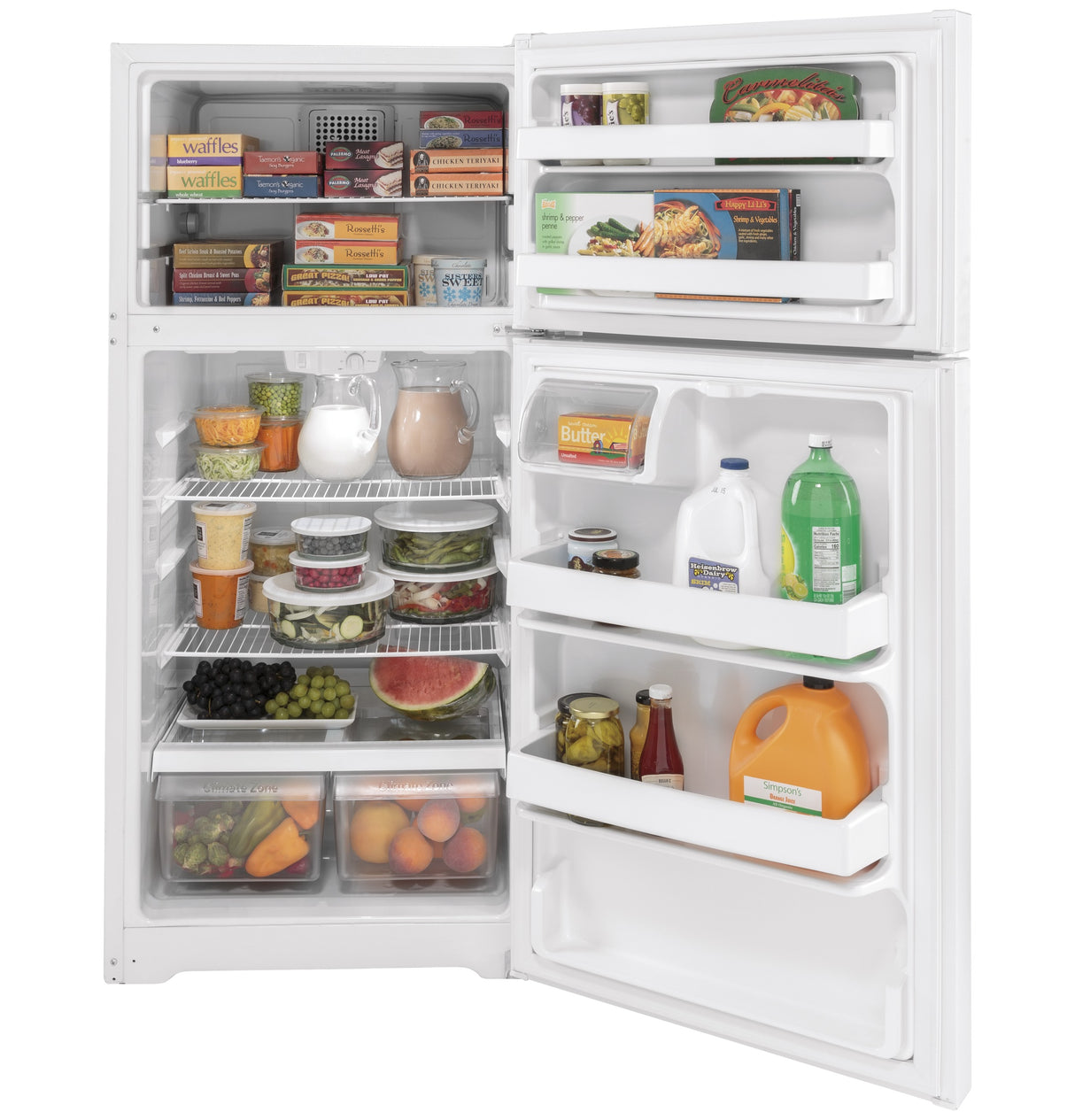 GE GTE16DTNRWW - 15.6 Cu. Ft. Top-Freezer Refrigerator - White