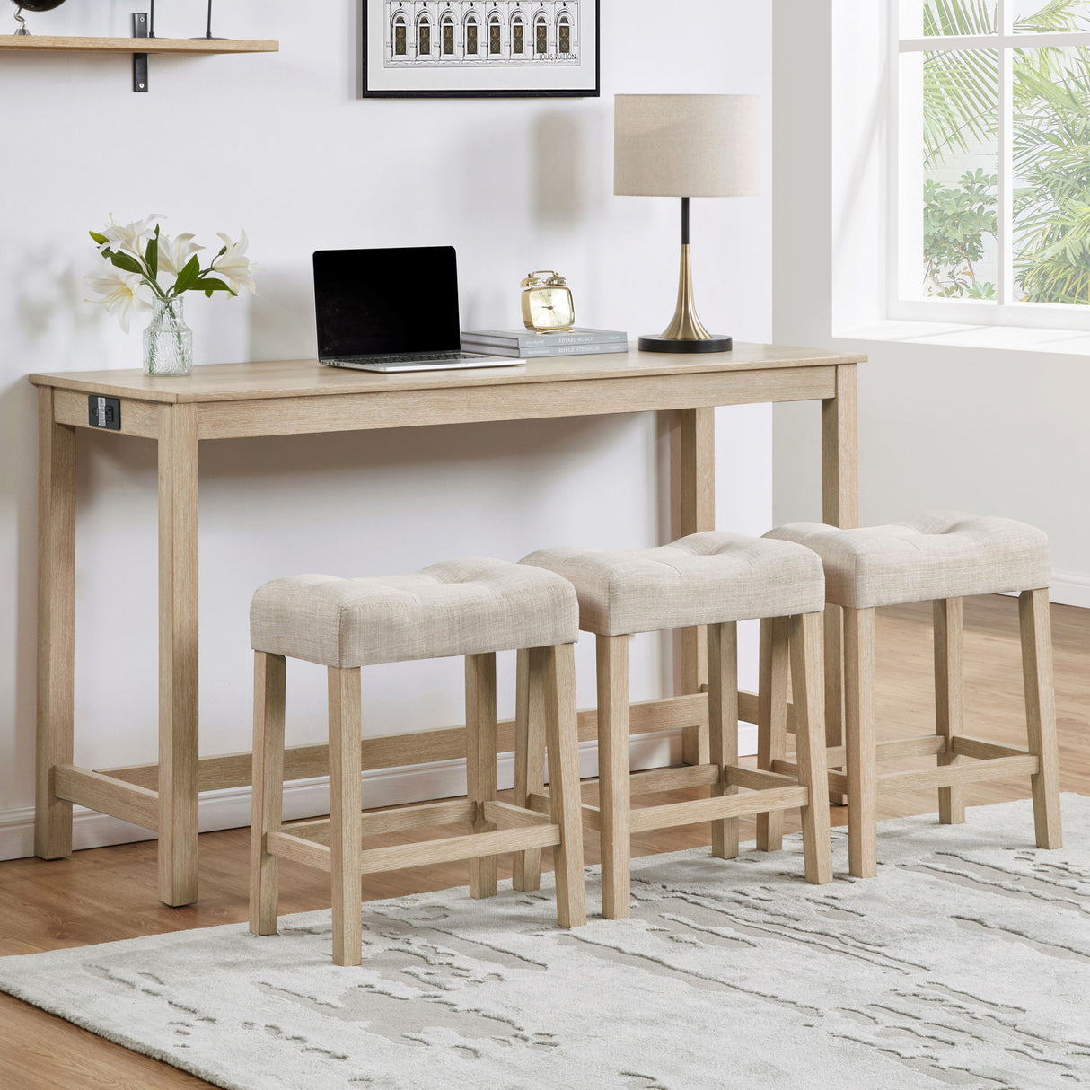 4 Piece Bar Table Set With Power Outlet