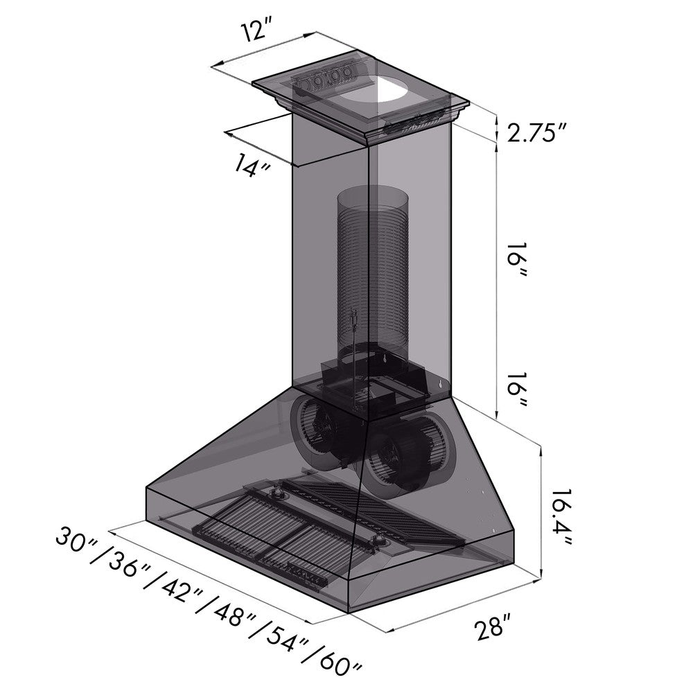 Wall Mount Range Hood with 4 Fan Speed - (697CRNBT42) -