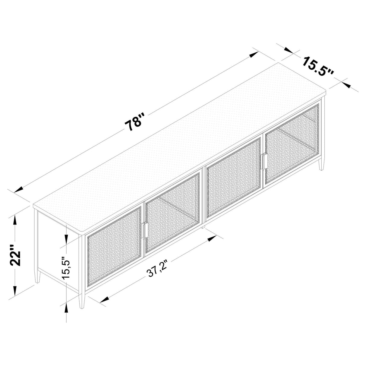 Kenneth - 4 Door TV Stand - Black