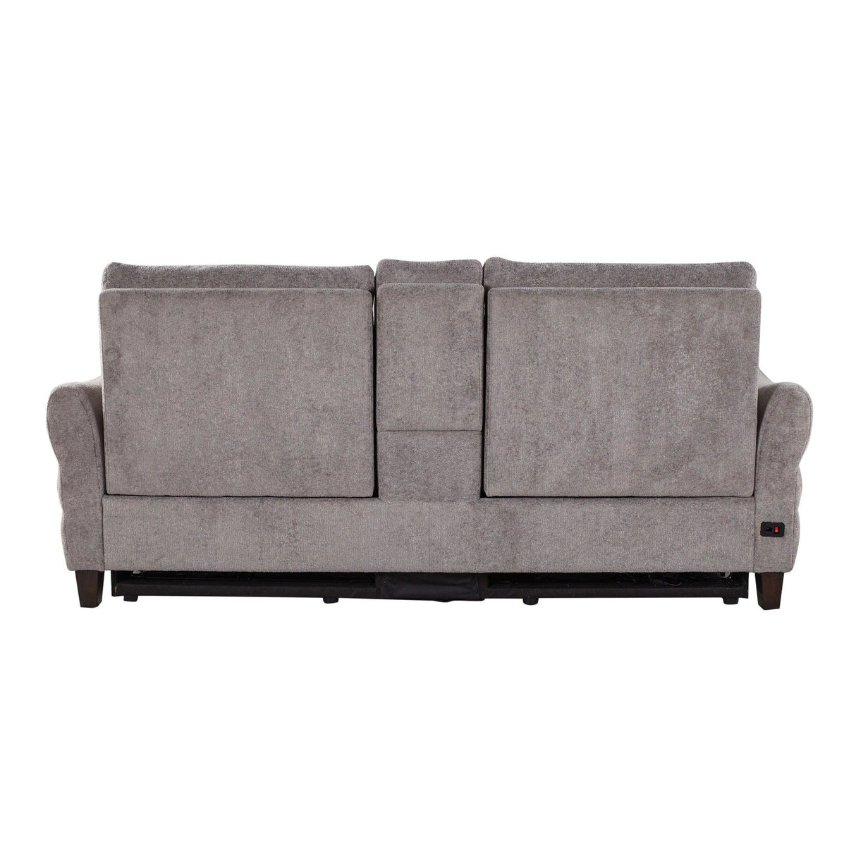 Slope - Upholstered Power Loveseat With Console - Espresso Wood, Pewter Fabric