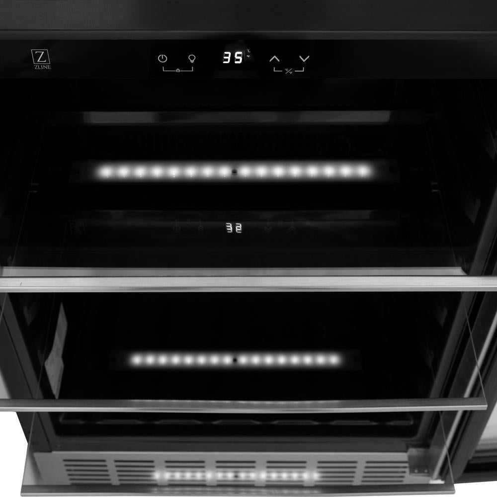Kitchen Package with Refrigeration, 36" Stainless Steel Dual Fuel Range, 36" Range Hood, Microwave Drawer, 24" Tall Tub Dishwasher and Beverage Fridge - (6KPRRARH36MWDWVRBV) -