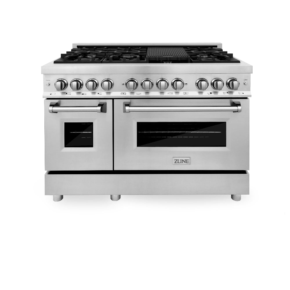 Kitchen Package with Refrigeration, 48" Stainless Steel Dual Fuel Range, 48" Range Hood, Microwave Drawer, 24" Tall Tub Dishwasher and Beverage Fridge - (6KPRRARH48MWDWVRBV) -