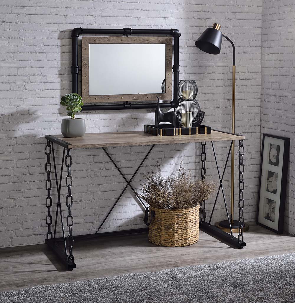 Jodie - Console Table (Same 92248) - Rustic Oak & Antique Black