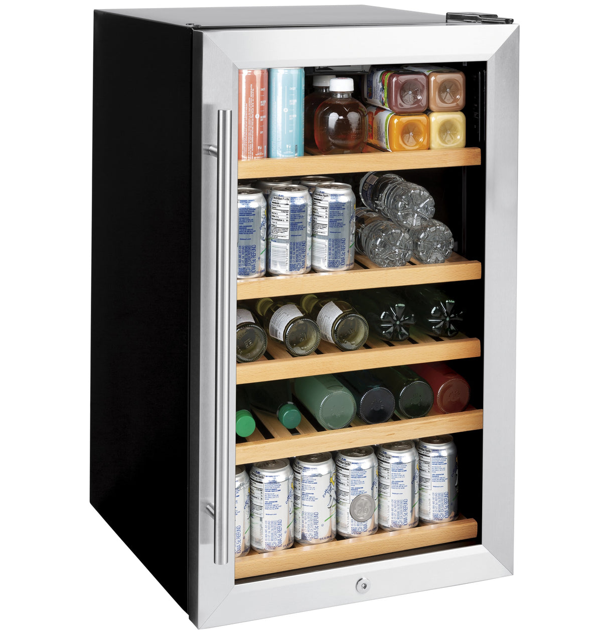 GE GVS04BQNSS - 19 in. 4.1 cu. ft. Freestanding Beverage Center with Adjustable Shelves & Digital Control - Stainless Steel