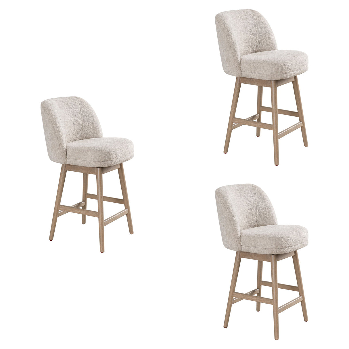 Sadie - Solid Wood Upholstered 26" Counter Height Swivel Barstool