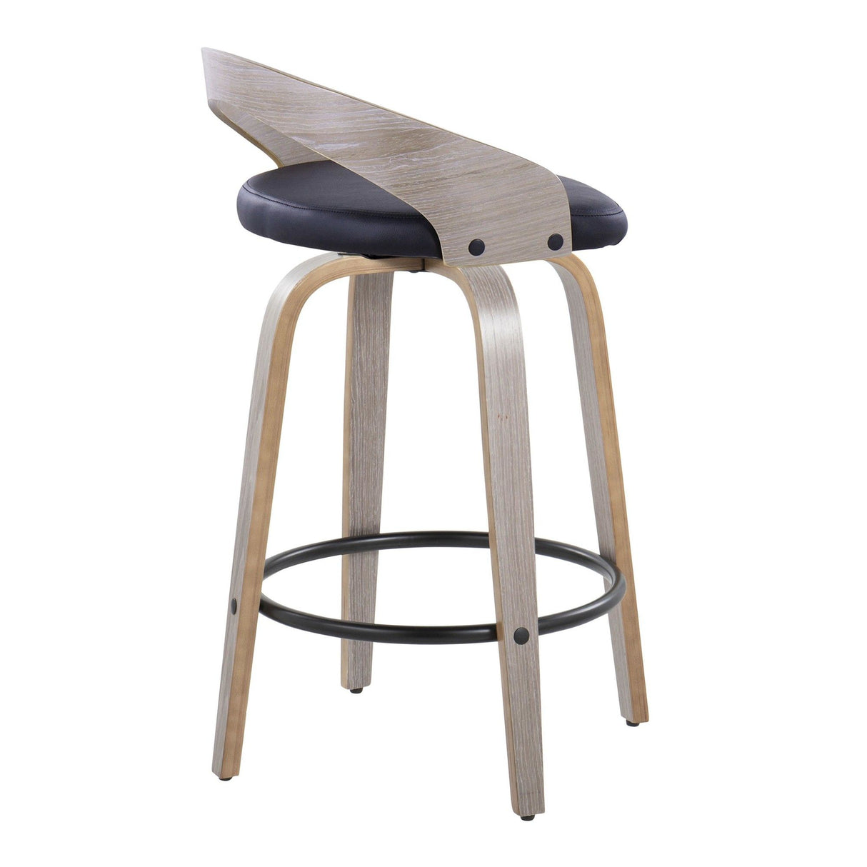 Grotto - Fixed-Height Swivel Counter Stool (Set of 2) - Light Gray Wood Frame