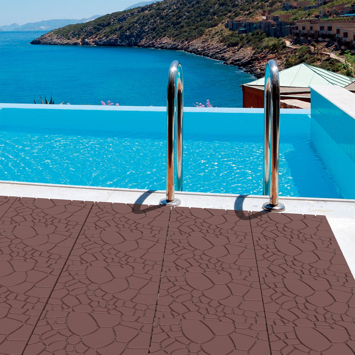 Stone Texture Patio Deck Tiles, Diy Module Interlocking Decking Floor Tiles