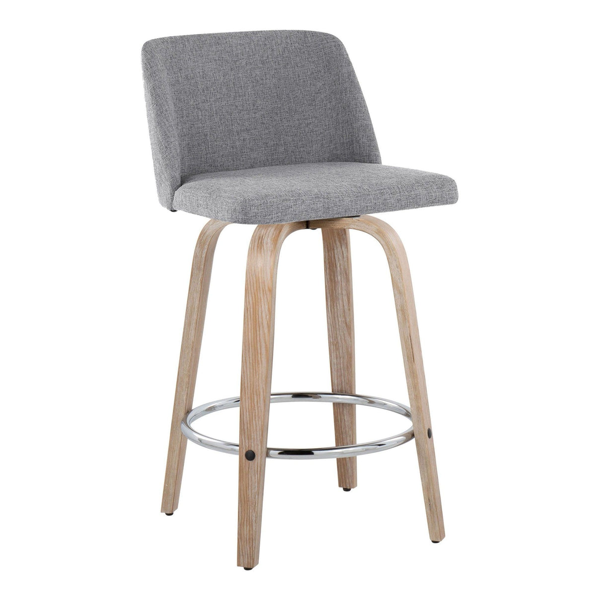 Toriano - 26" Fixed-Height Counter Stool (Set of 2) - Gray & Chrome Round Base