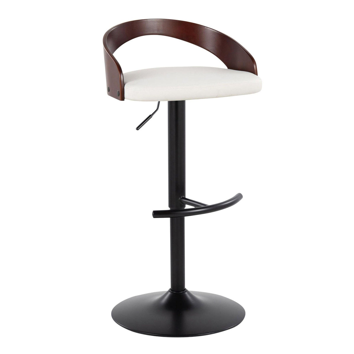 Grotto - Adjustable Barstool - Black Metal, Mahogany Wood