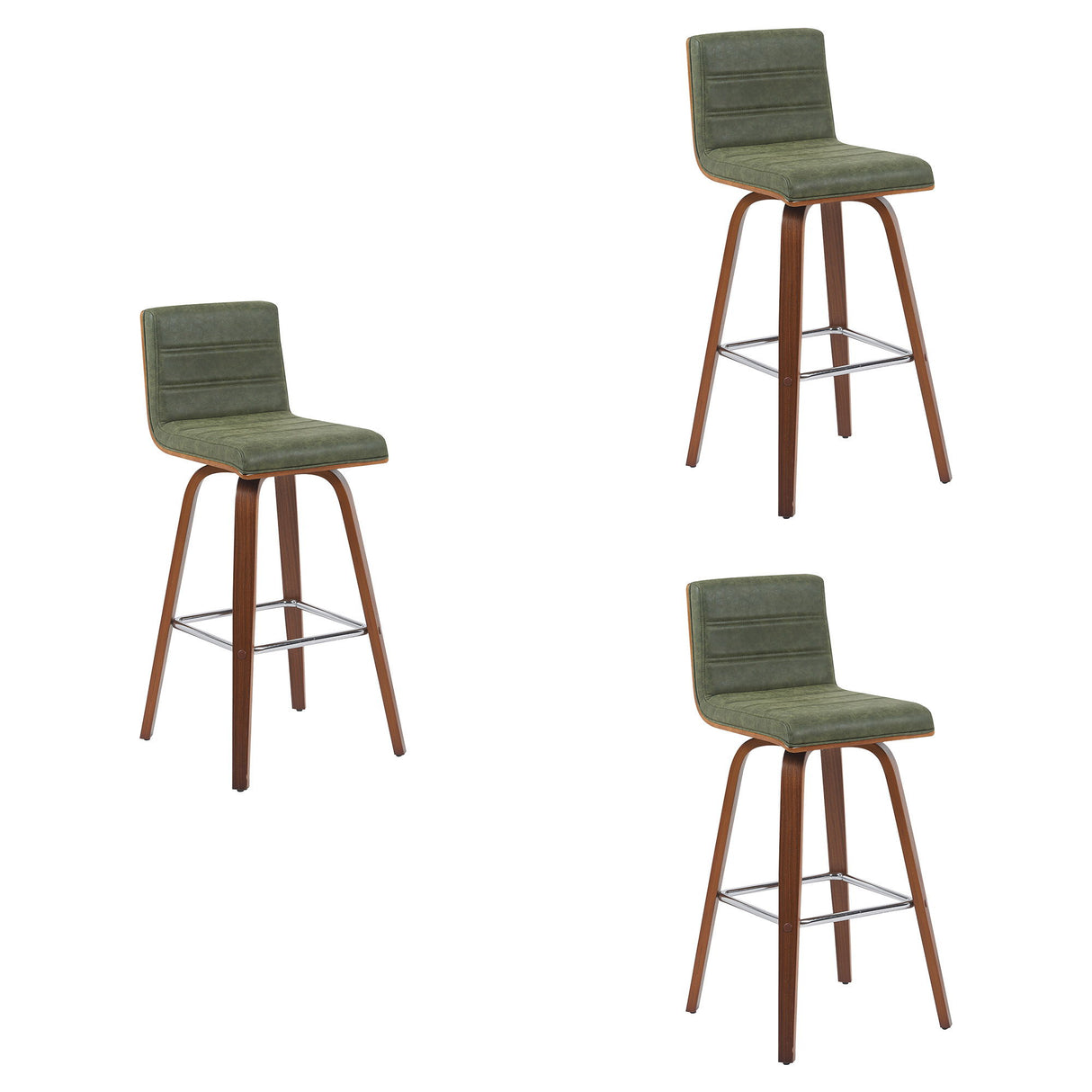 Vienna - Modern Swivel Bar Height Stool - Walnut Finished Wood Frame