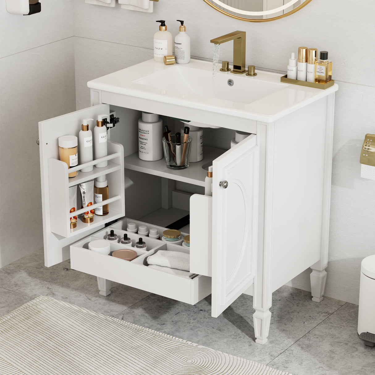Bathroom Vanity With Sink With 2 Doors And Adjustable Shelf