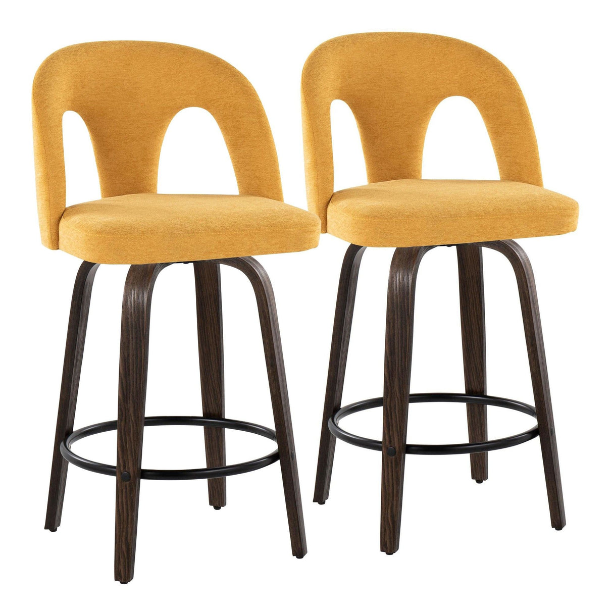 Ava - Upholstered Fixed-Height Barstool (Set of 2) - Walnut Glazed Wood Base