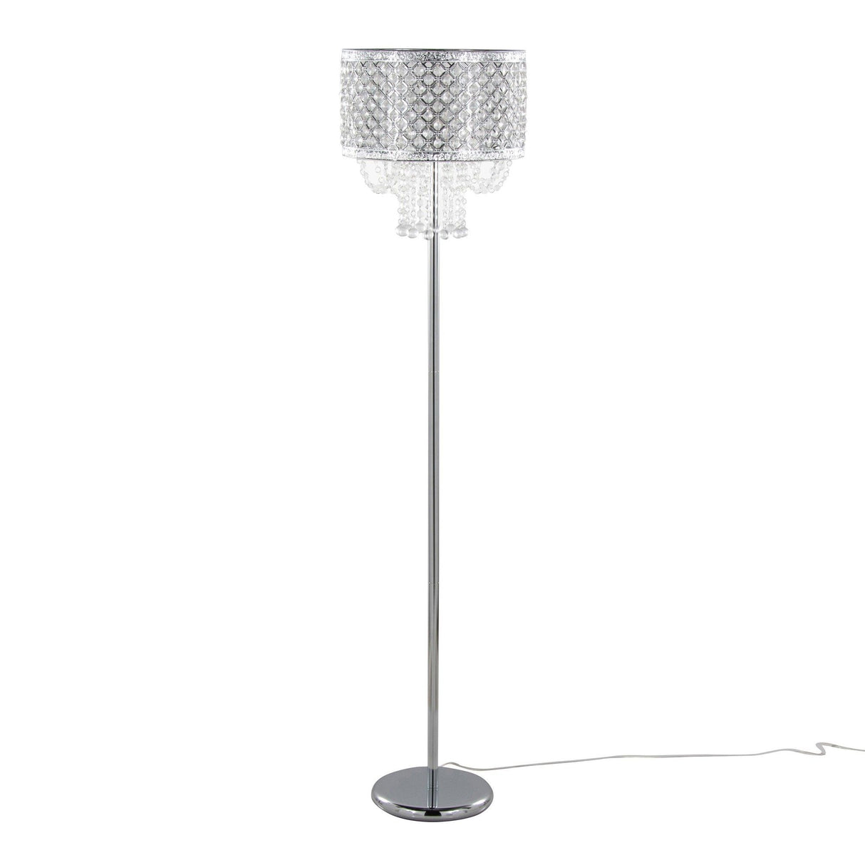 Droplet - 60" Floor Lamp - Polished Chrome And Clear Crystal Accents