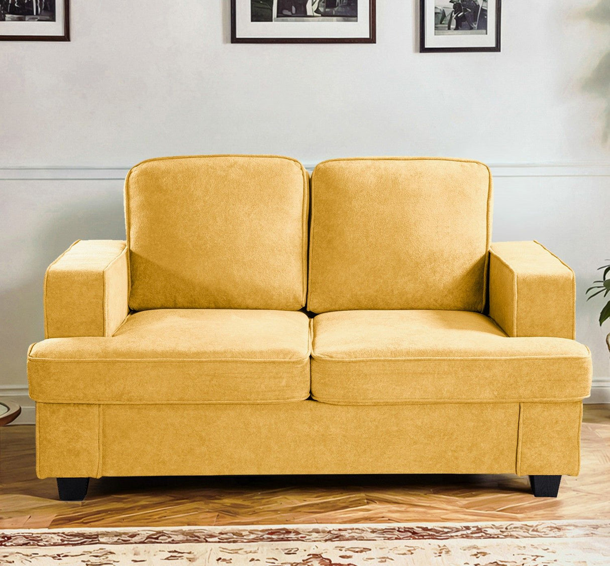Modern Loveseat, Comfortable 2 Seater Couch With Deep Seating, Loose Back Cushions, Wide Arms