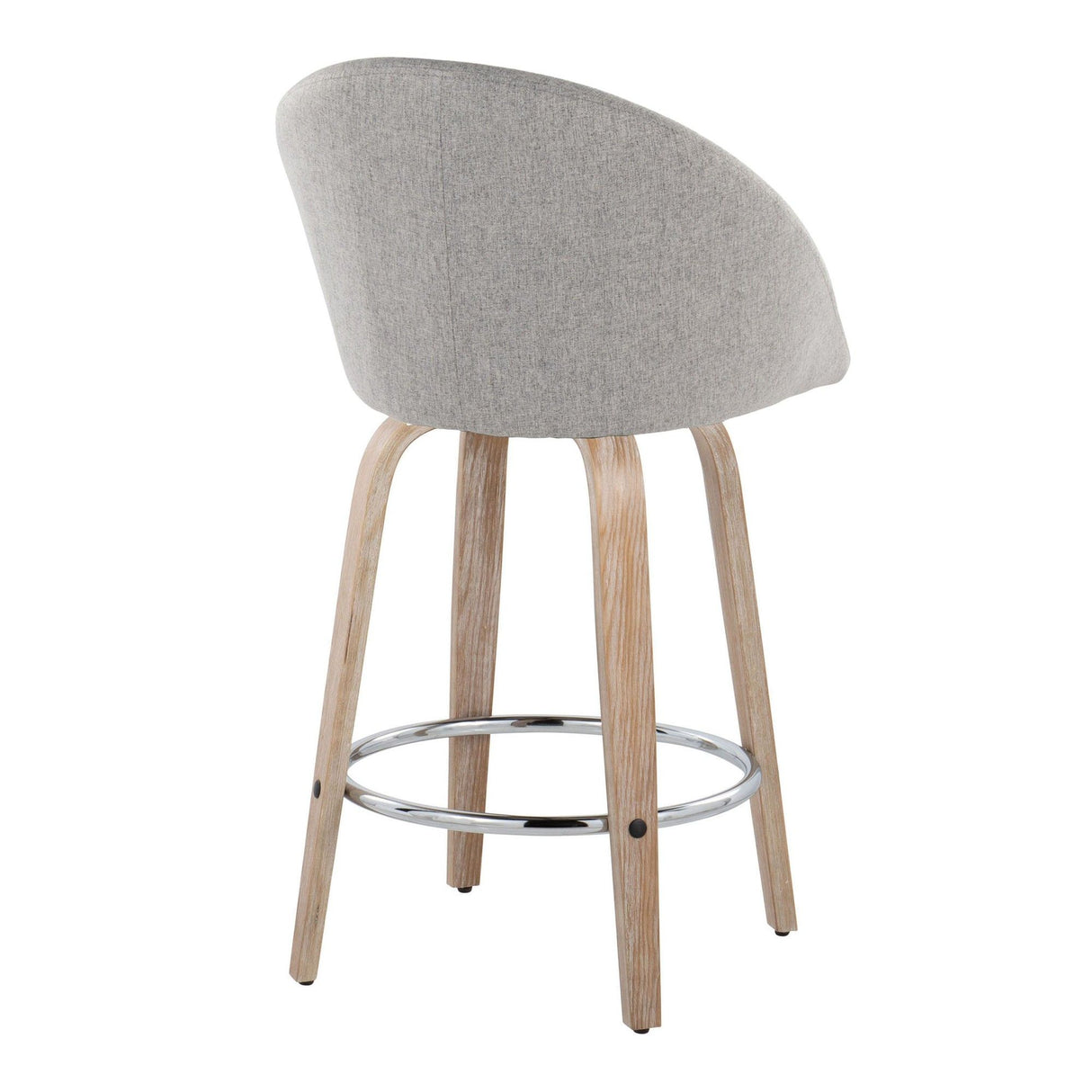 Matisse - 26" Highback Fixed-Height Counter Stool With Swivel And Round Chrome Metal Footrest (Set of 2) - Light Gray Wood