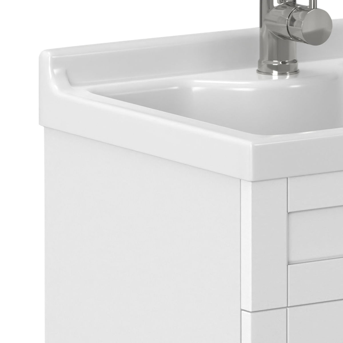 Hennessy - Deluxe Laundry Utility Sink And Cabinet - White