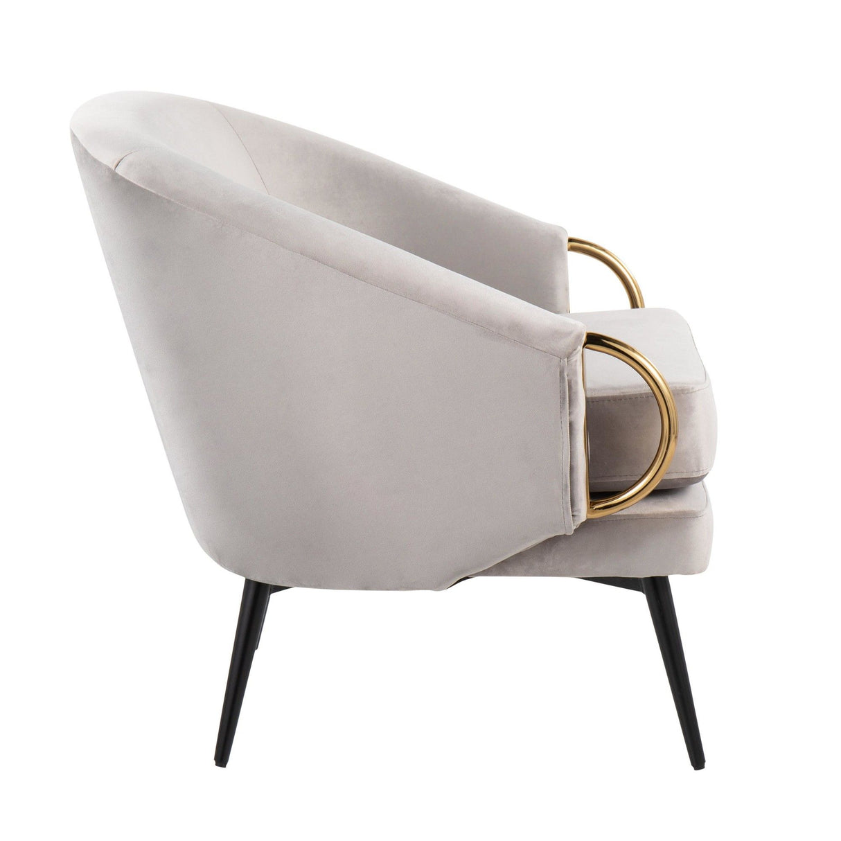 Claire - Contemporary/Glam Chair - Black Steel And Silver Velvet With Gold Steel Accents