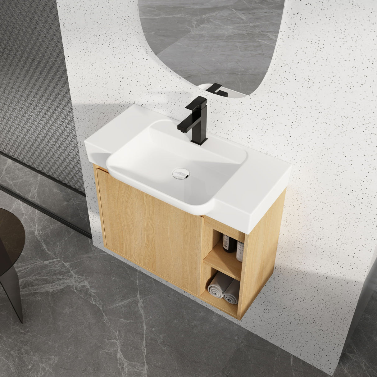 Wall Mounted Bathroom Vanity With Sink & Soft Close Door