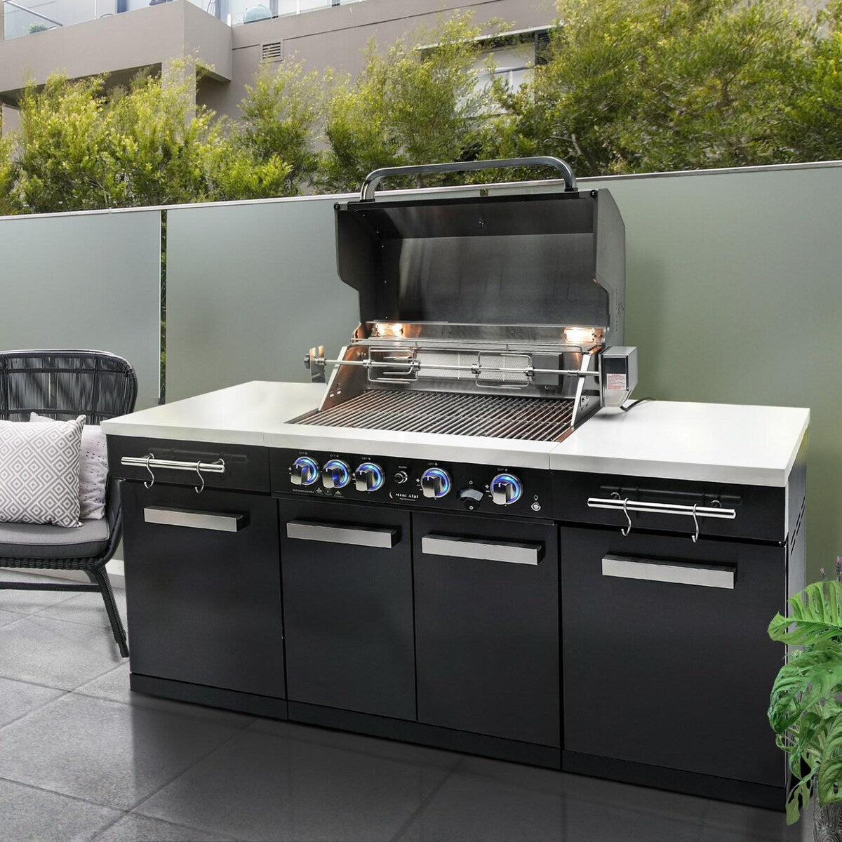 Mont Alpi Compact Series 6 Ft Propane Outdoor Kitchen Island in Black Stainless Steel - MA-957