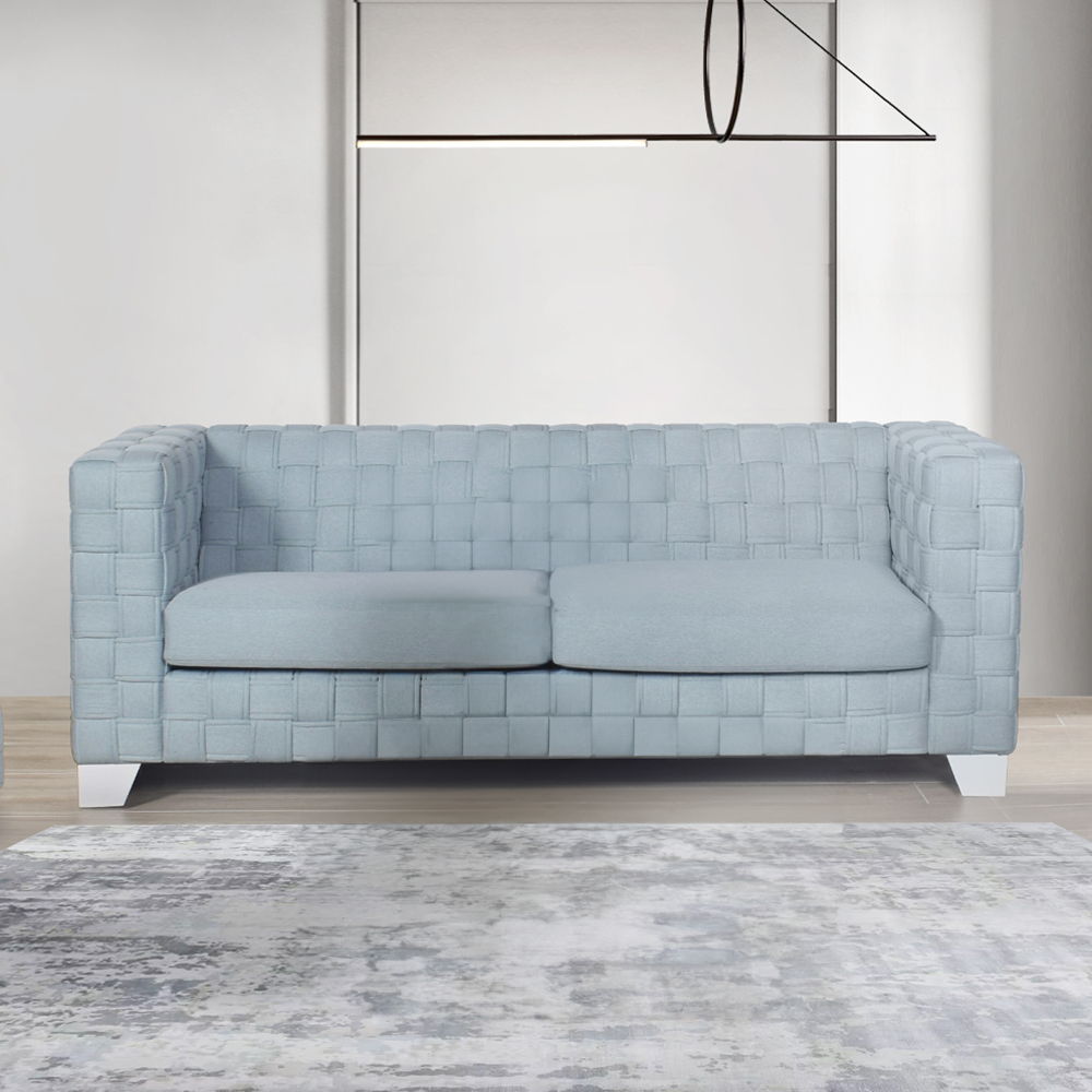 Saree - Sofa - Light Teal Chenille & White
