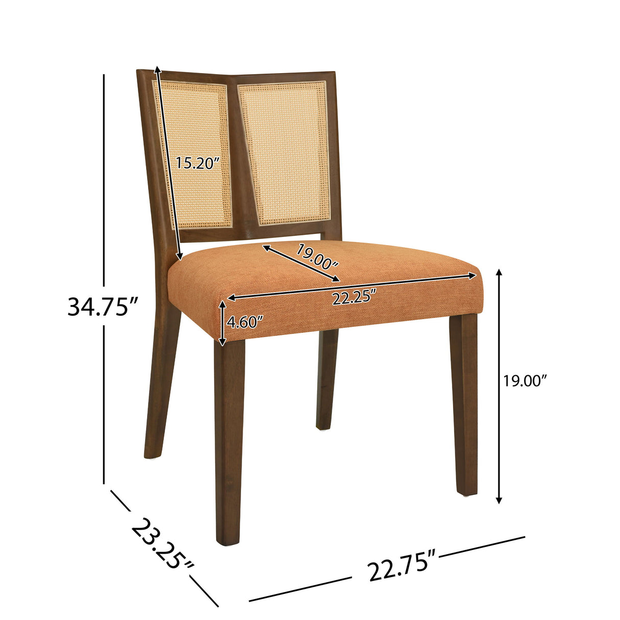 Mid Century Rattan Dining Chair Without Arms Set