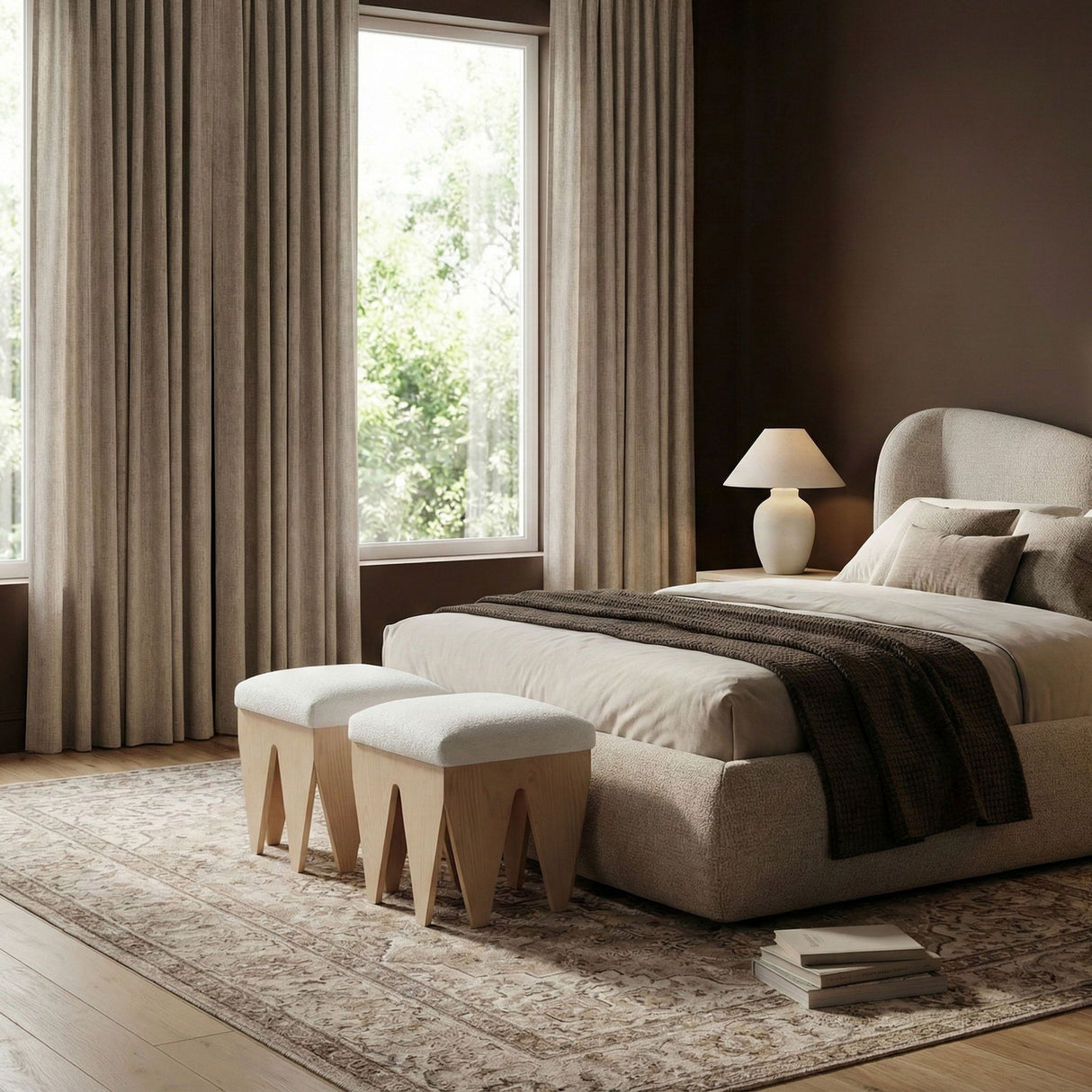 Altair - Fabric Bench - Light Brown Base