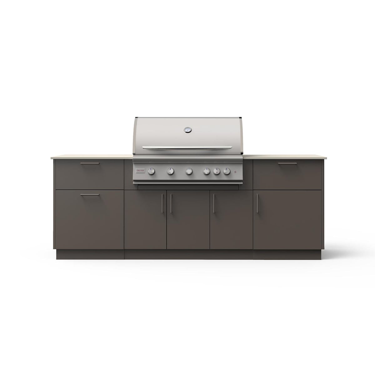 Blaze Sunrise 8-Ft Outdoor Kitchen Island w/ 40-Inch LTE+ Propane Grill in Gunmetal w/ Aeris Countertop