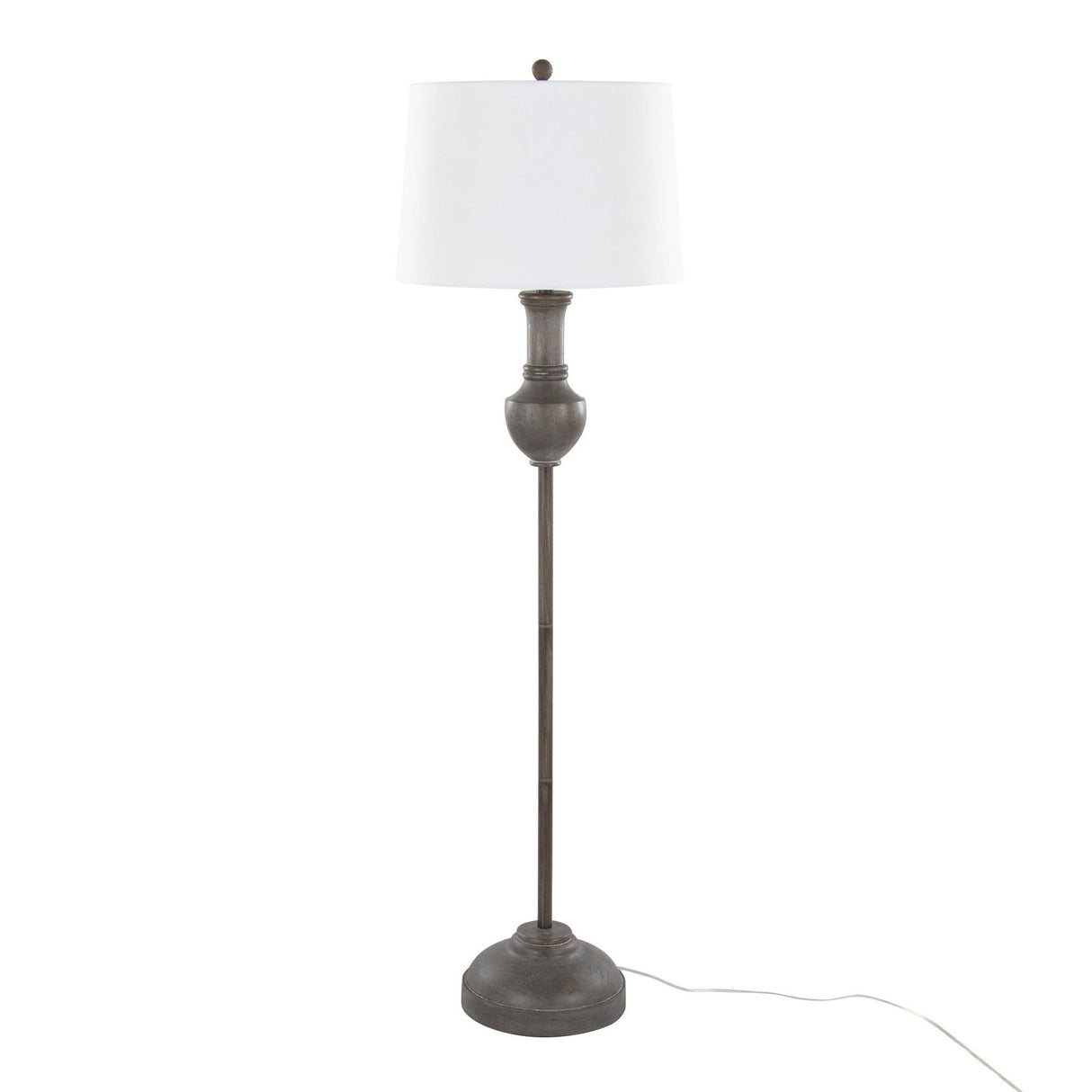 Griffin - 61" Polyresin Floor Lamp - Acid Gray Wood Finish And White Linen Shade