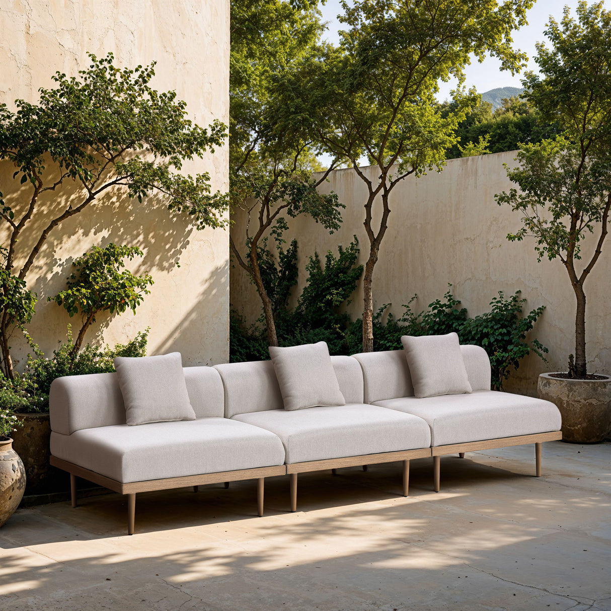 Laguna - 3 Piece Resilient Water Resistant Fabric 106.5" Outdoor Patio Armless Modular Sofa