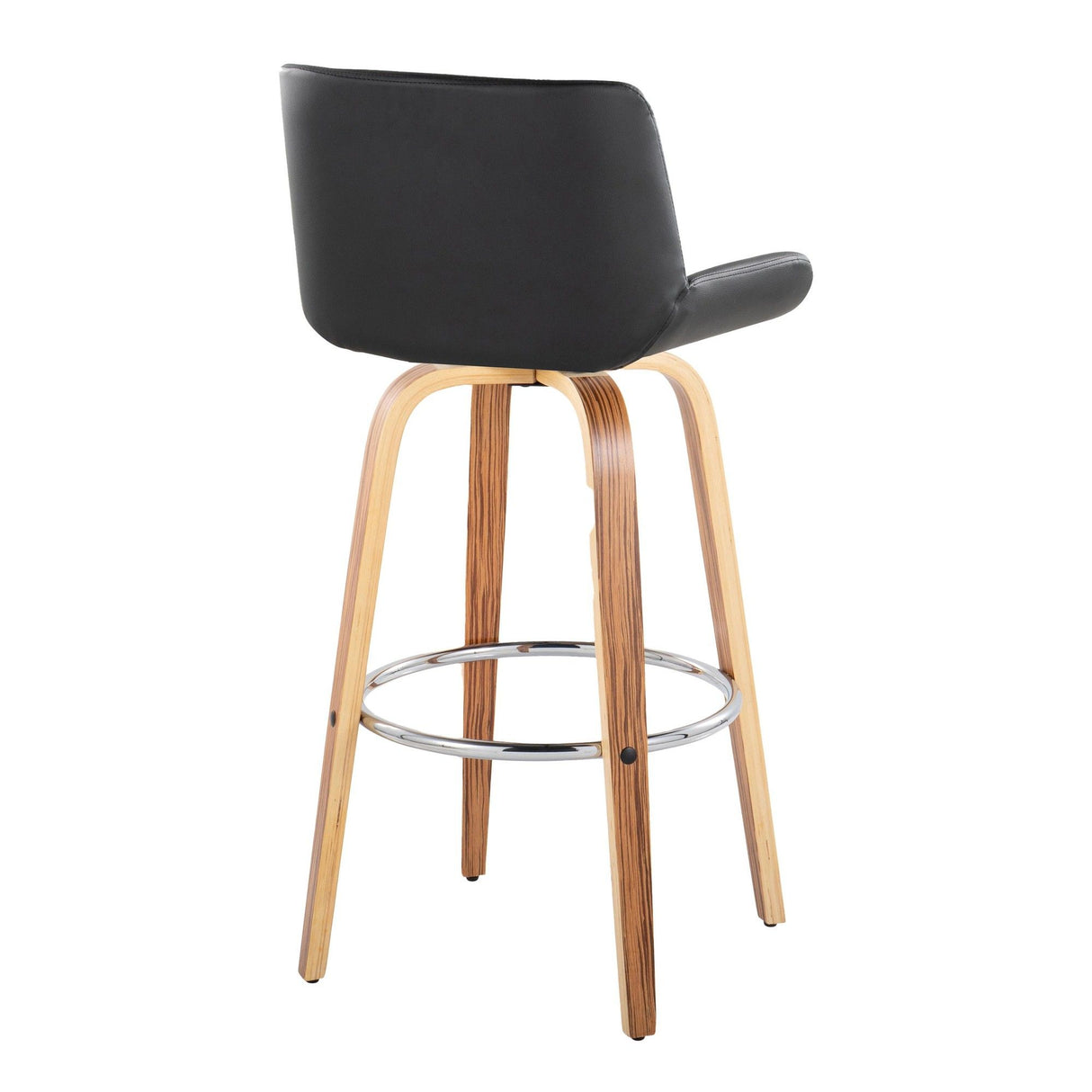 Santi - 30" Fixed-Height Barstool With Swivel And Round Chrome Metal Footrest (Set of 2) - Zebra Wood