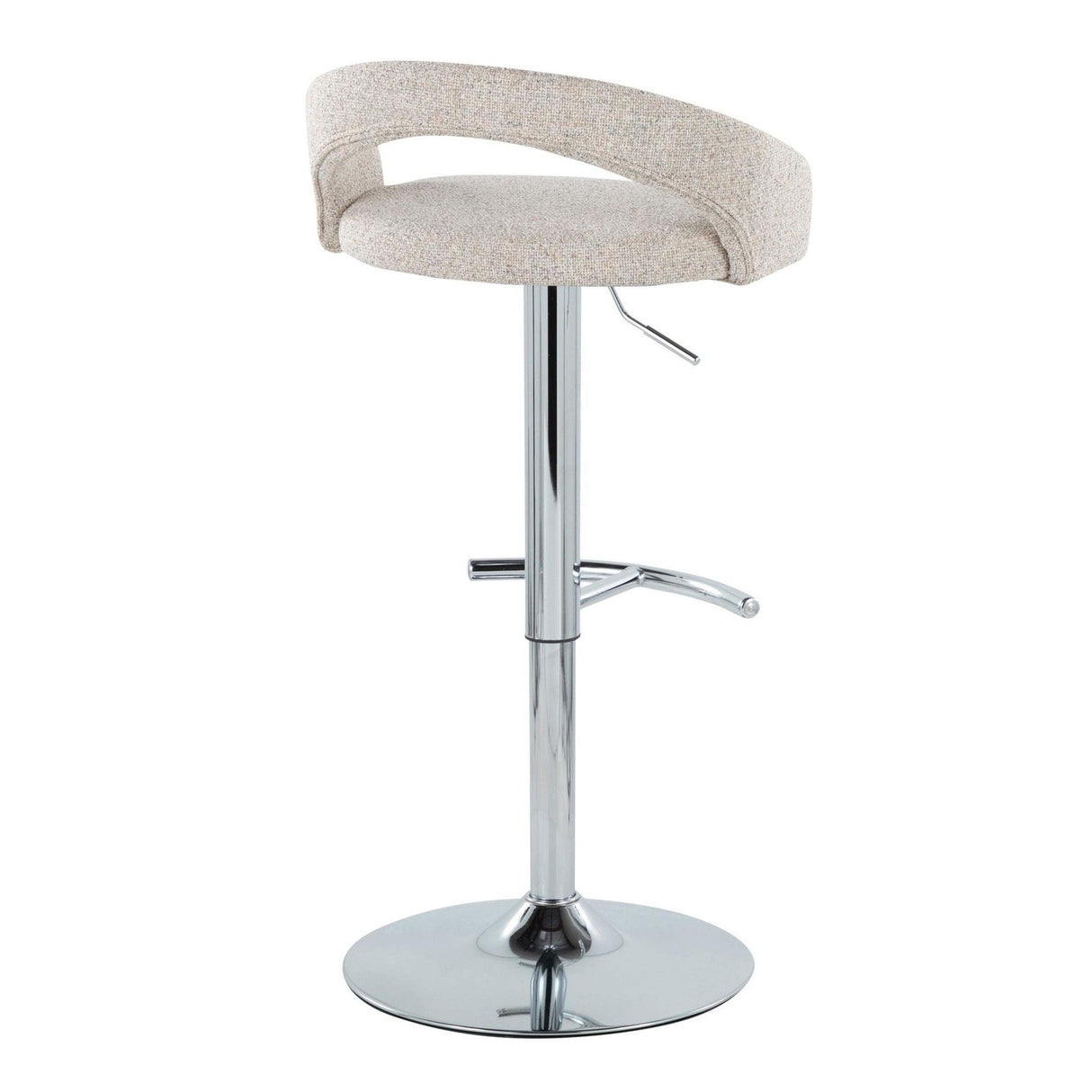 Grotto - Upholstered Adjustable Barstool - Chrome Metal Base