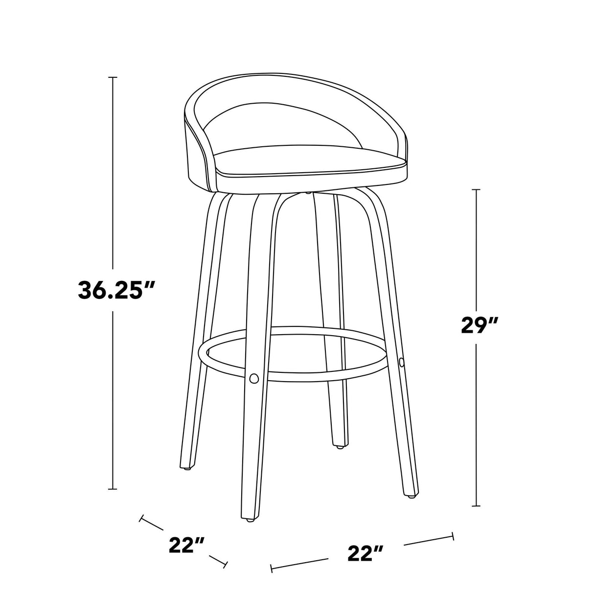 Grotto - Upholstered Fixed-Height Barstool (Set of 2) - Walnut Wood