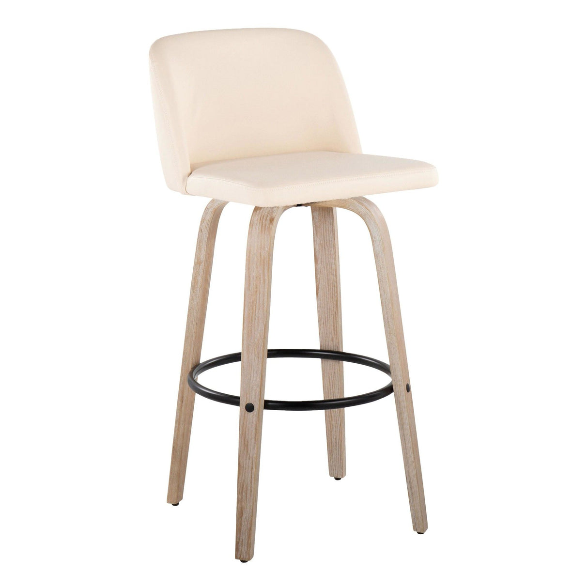 Toriano - 30" Fixed-Height Barstool (Set of 2) - White Wash And Black Round Base