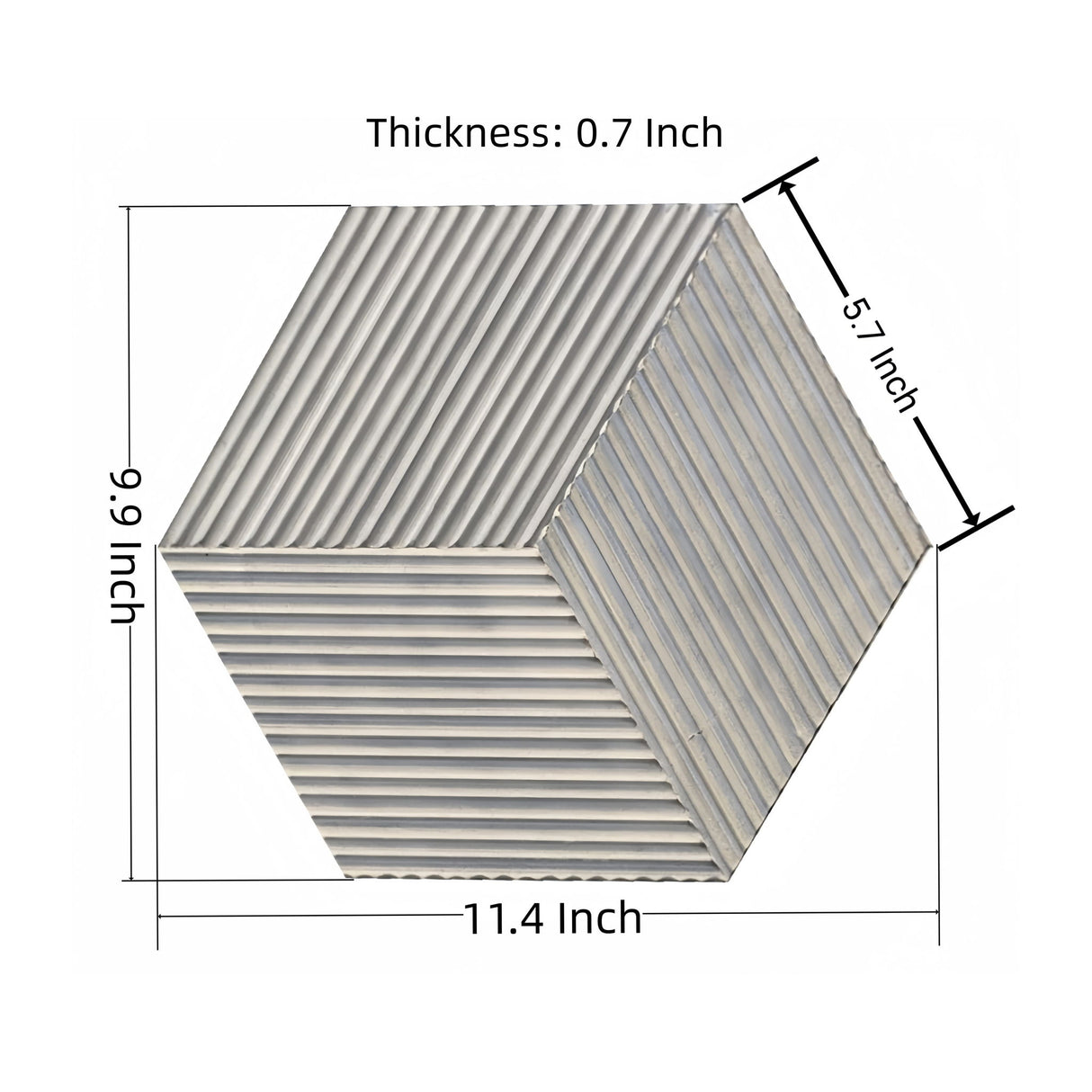 Hexagon Natural Stone Marble Tile, 3D Fluted (Set of 12)