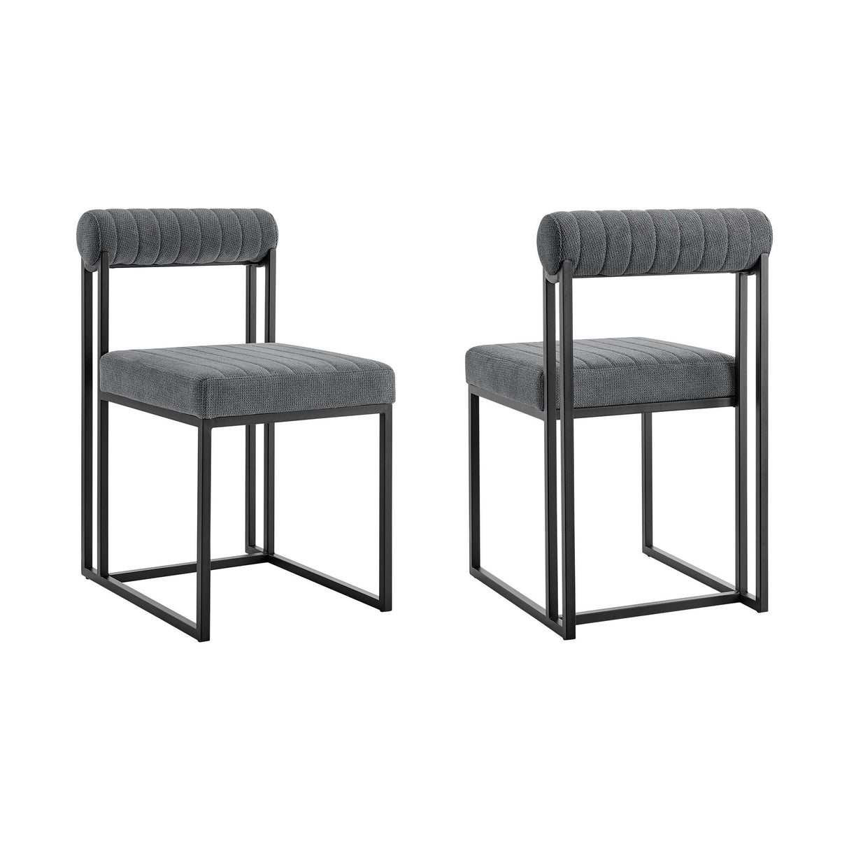 Anastasia - Dining Chair (Set of 2) - Matte Black / Anchor Gray