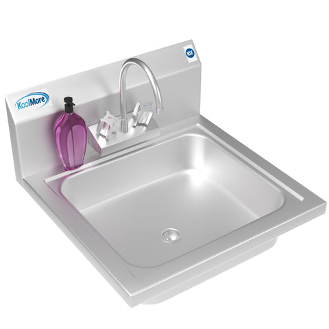17 in. Stainless Steel Commercial Hand Sink with Gooseneck Faucet, Bowl Size 14" x 10" x 5" - SH17-4GNF.