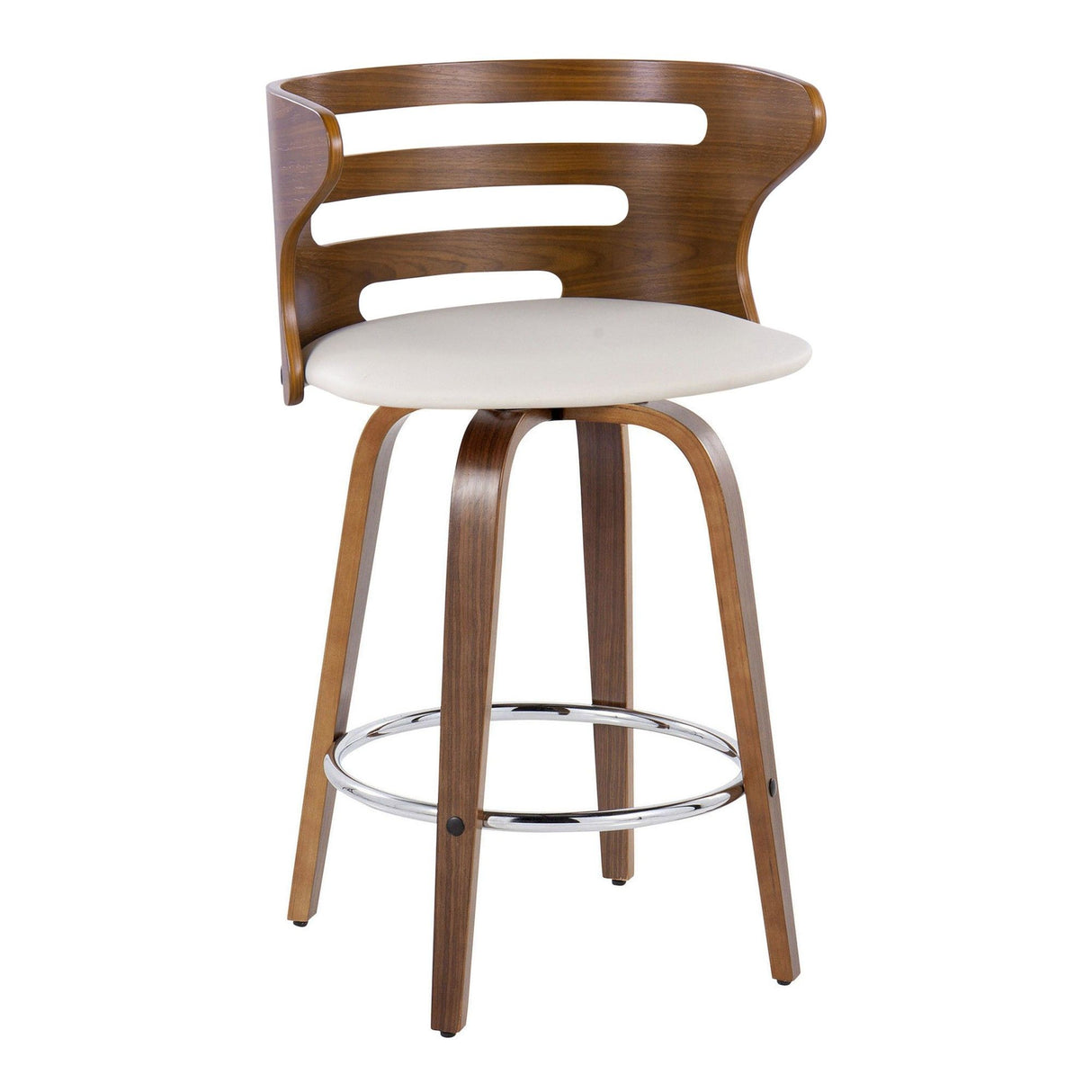 Cosi - Fixed-Height Swivel Barstool (Set of 2) - Walnut Frame