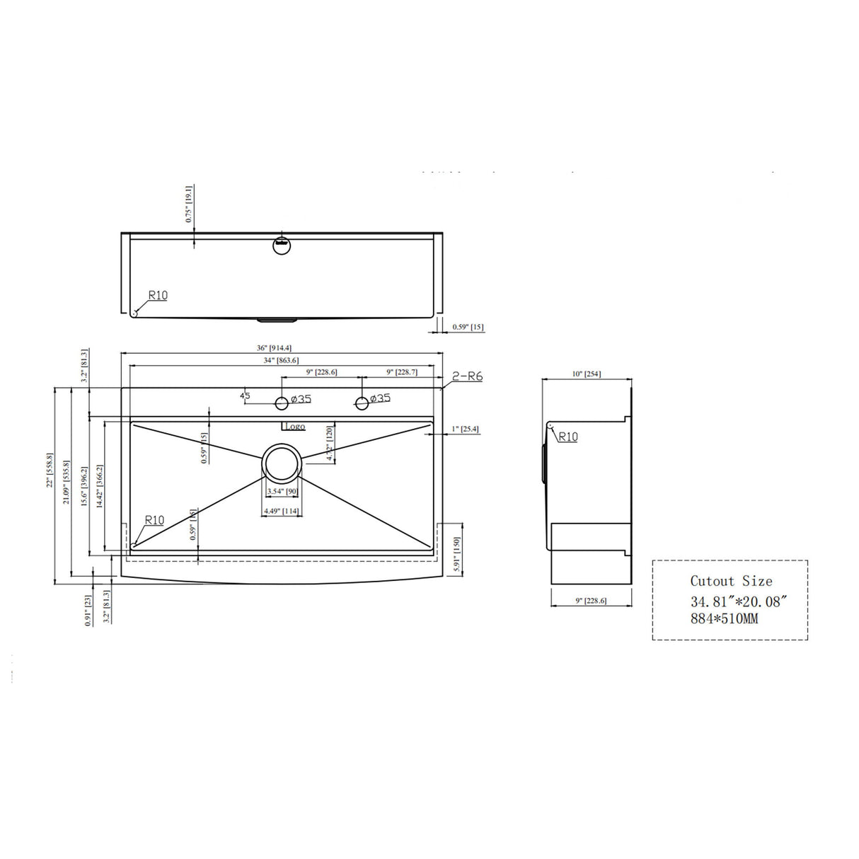 Modern Farmhouse 36" Stainless Steel Drop In Workstation Kitchen Sink With Apron Front - Brushed Nickel