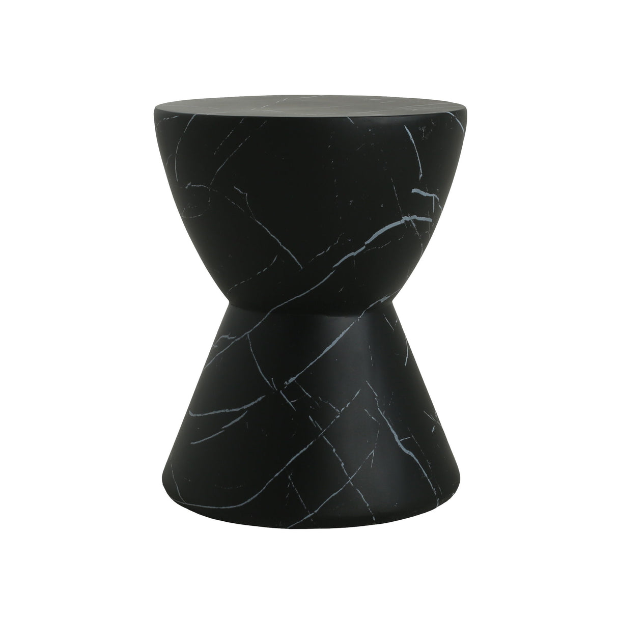 Outdoor Lightweight Concrete Side / End Table, Living Room Accent Table - Black Marble