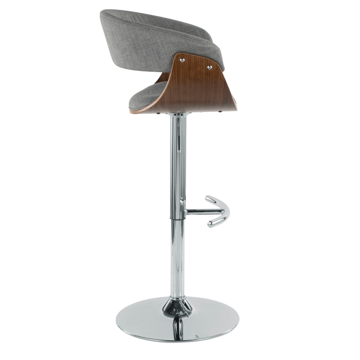 Vintage Mod - Adjustable Barstool - Walnut And Light Gray Fabric