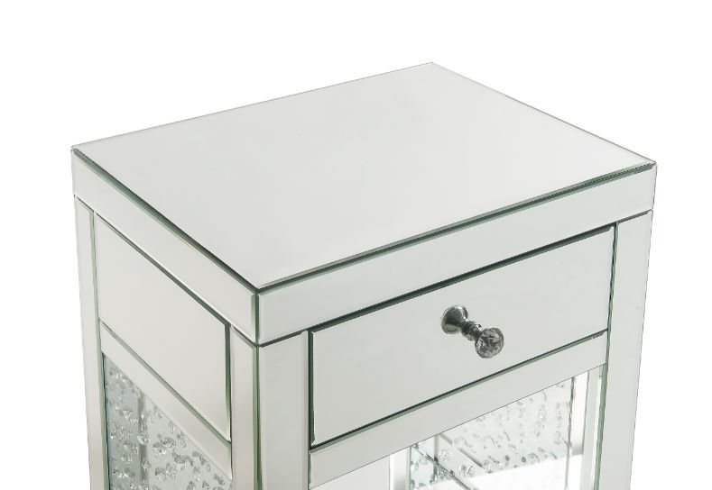 Nysa - 18" X 14" Accent Table - Mirrored & Faux Crystals