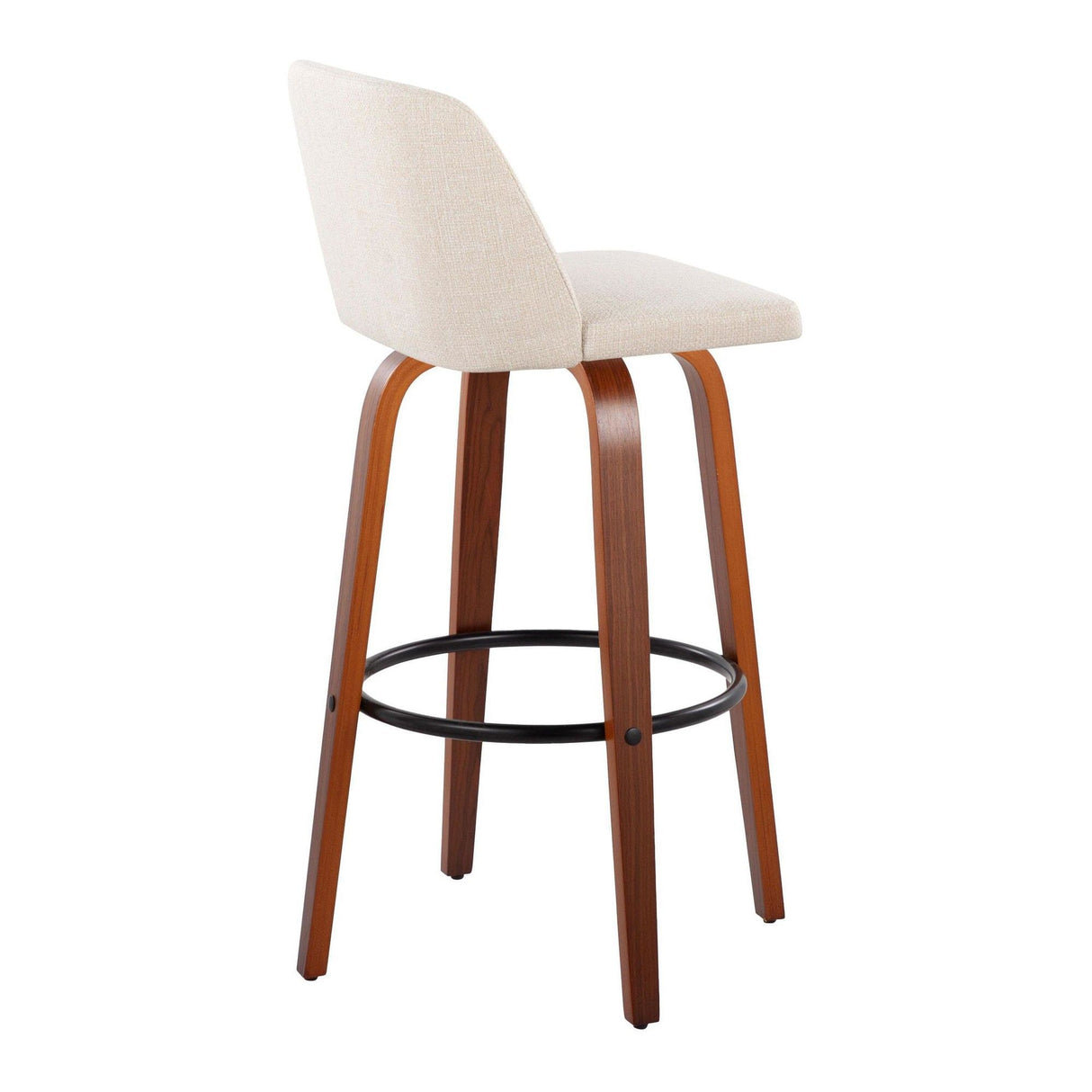 Toriano - 30" Fixed-Height Barstool (Set of 2) - Beige, Black And Walnut