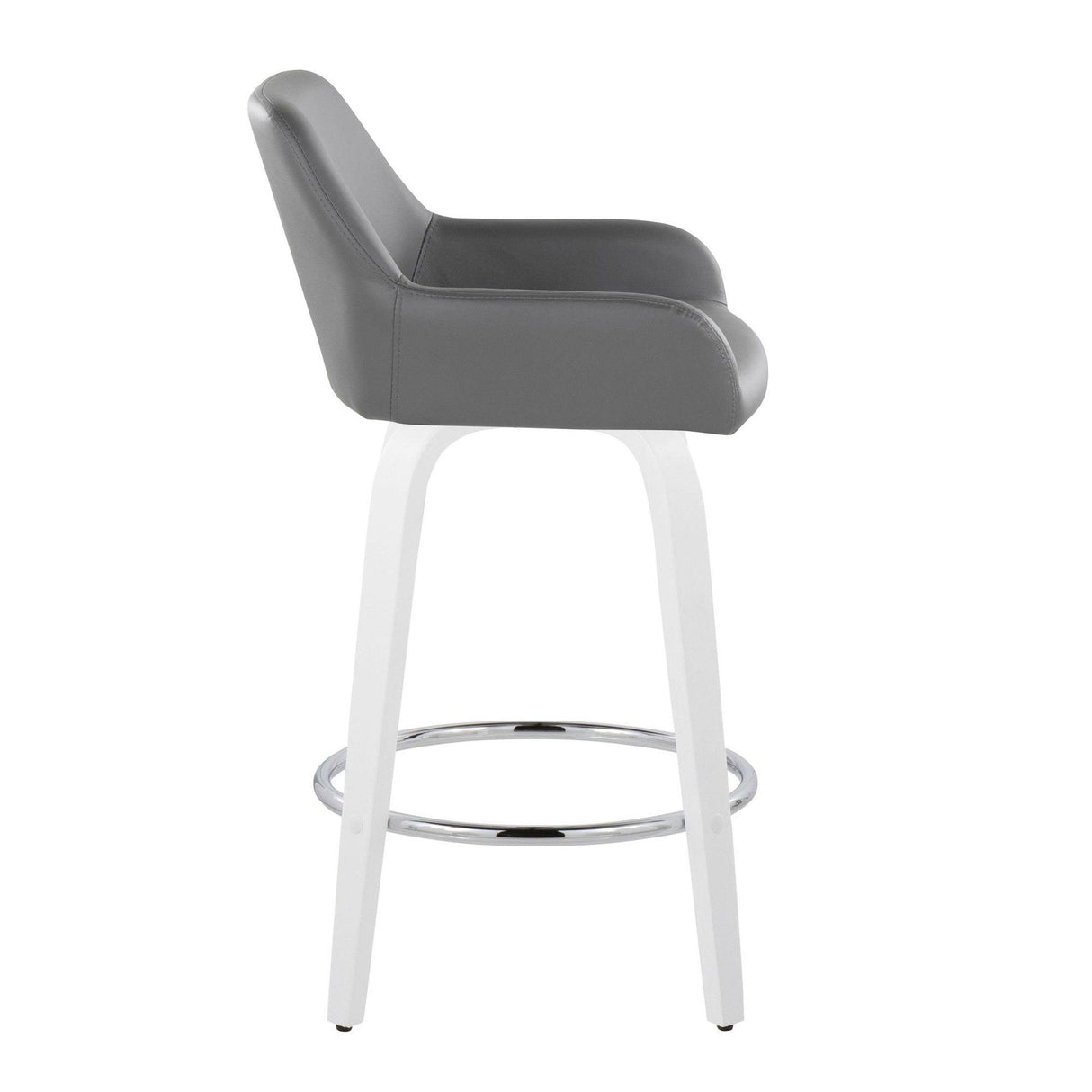 Cinch - Contemporary Fixed-Height Swivel Counter Stool (Set of 2) - White Wood And Round Footrest