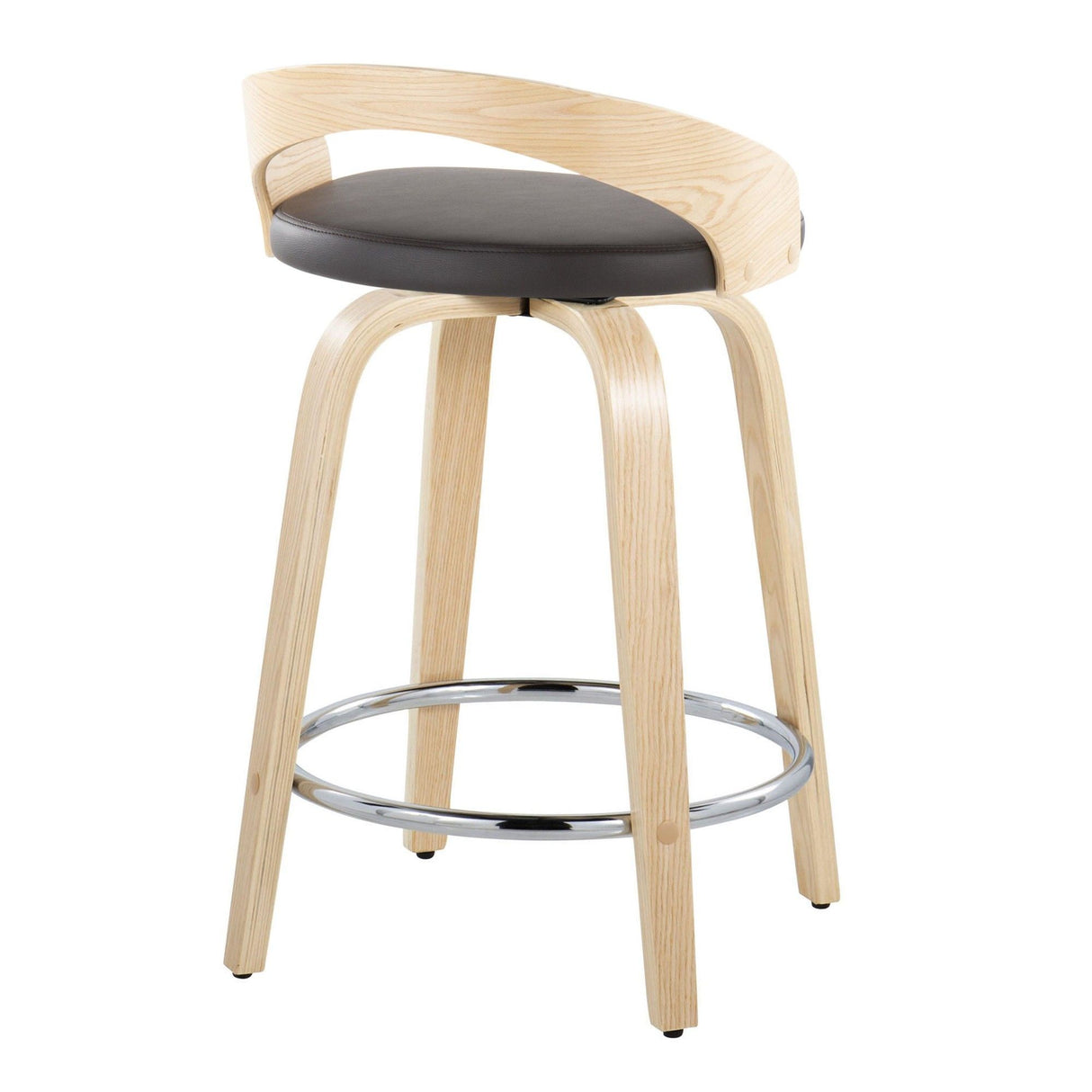 Grotto - Fixed-Height Swivel Counter Stool With Natural Wood (Set of 2)