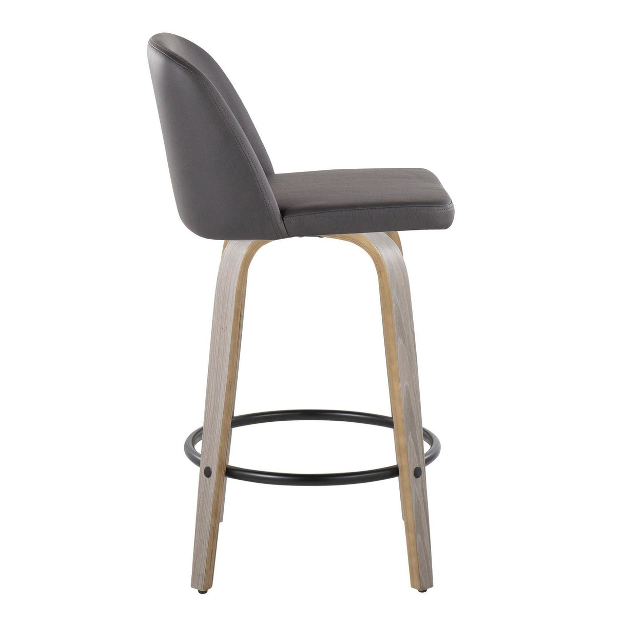 Toriano - 26" Fixed-Height Counter Stool (Set of 2) - Gray & Black Round Base