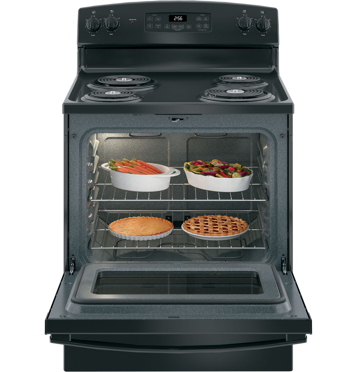 GE JB256DMBB - 30 in. 5 cu. ft. Free-Standing Self-Clean Electric Range with Coil Burners - Black