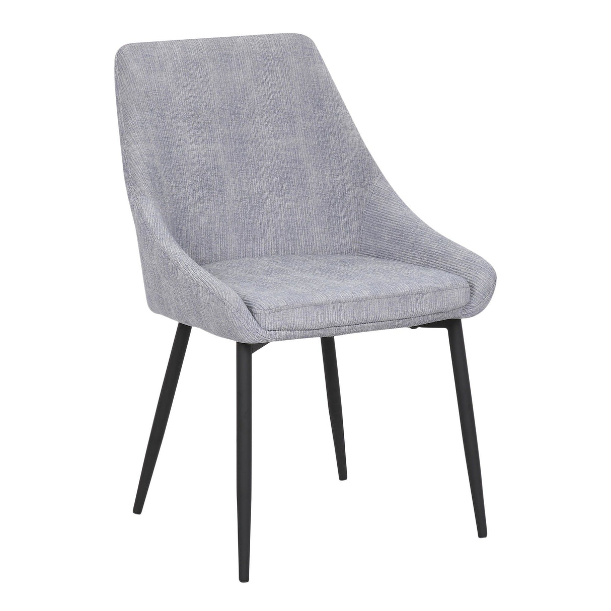 Diana - Contemporary Chair (Set of 2) - Black Metal And Gray Corduroy Fabric