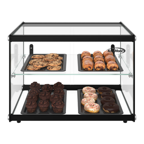 22 in. Tiered Pastry Display Case With Shelf and Sliding Door ETL Certified, 2.2 cu. ft. Capacity (KM-DC-2CSBK)