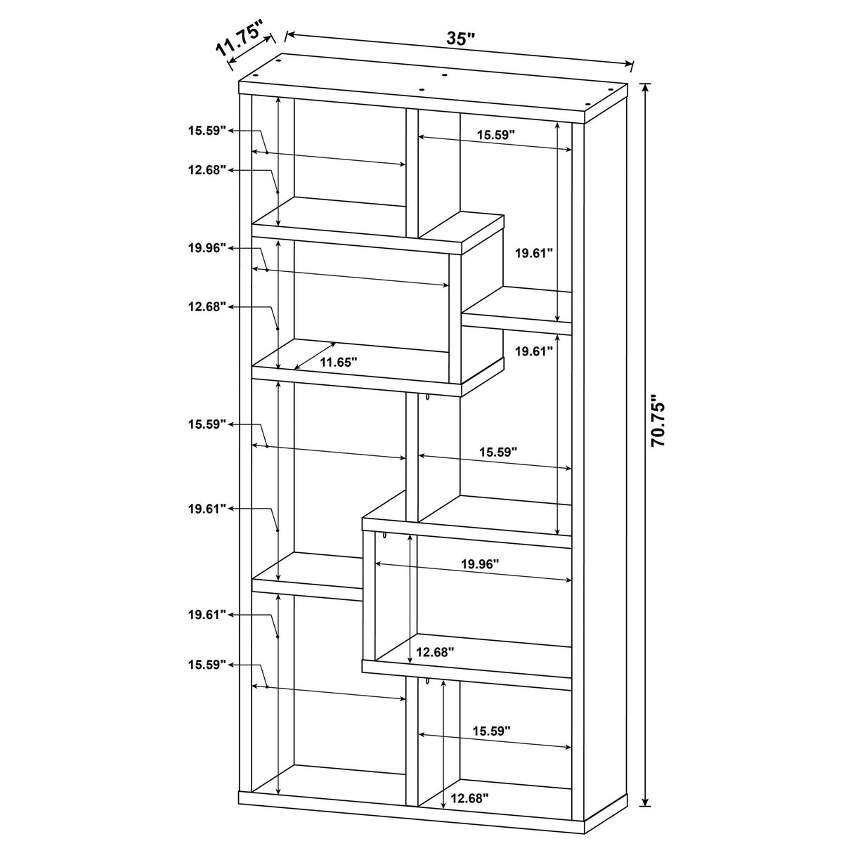 8 Shelf Geometric Bookcase